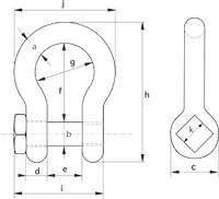 G-4164 Green Pin Fishing Shackles Technical Drawing